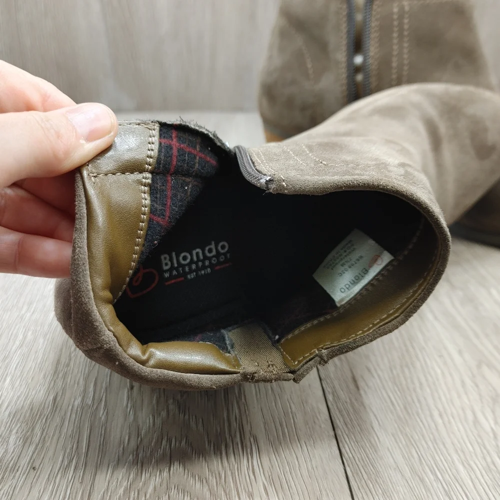 Blondo Valli Bootie Waterproof Suede Ankle  Boot Side‎ Zip Dark Taupe 7.5 Casual - Picture 11 of 13